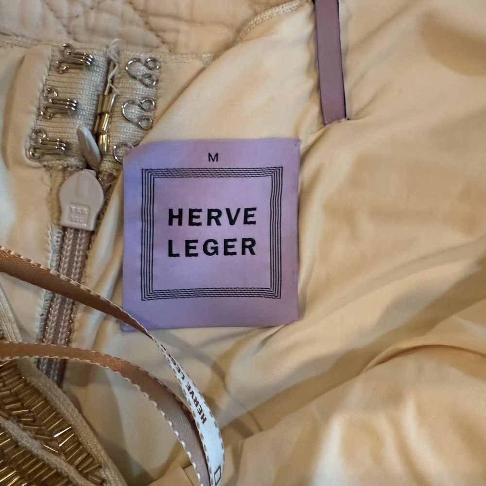 Herve Leger Gold One Shoulder Dress - Picture 12 of 13
